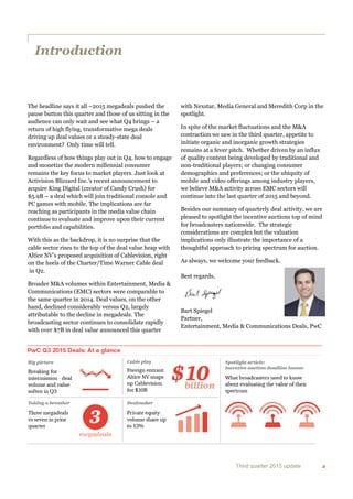 PwC Entertainment, media and communications deal insightsQ3 2015 | PDF