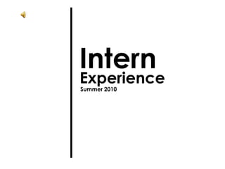 Intern  Experience Summer 2010 A Special Thanks from 