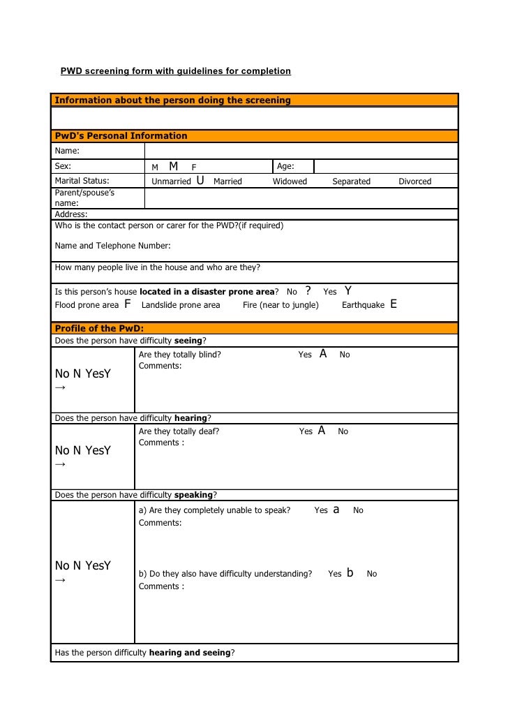 pwd screening form blank form pwd full form