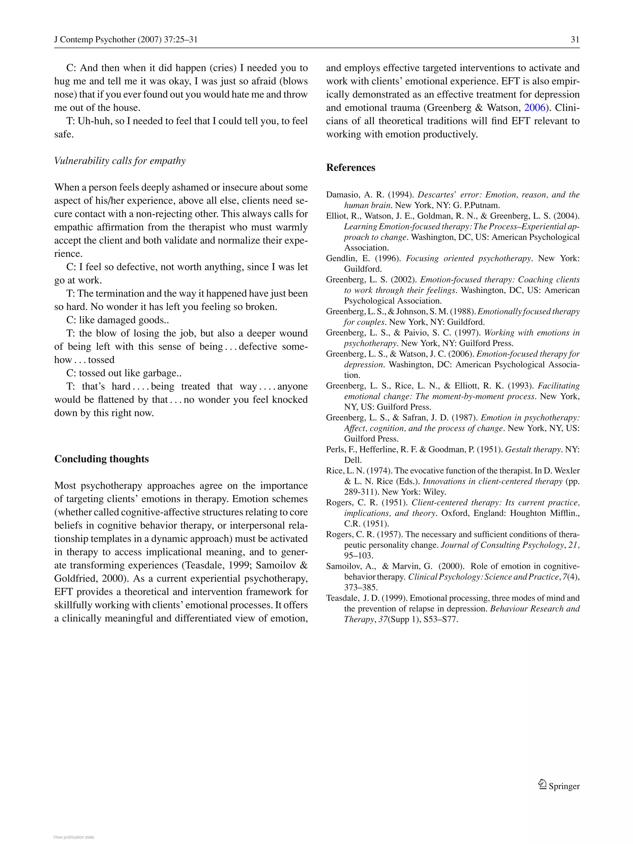 Emotion Focused Therapy Pdf