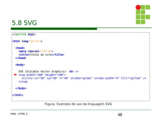 48
5.8 SVG
PWII - HTML 5
Figura. Exemplo de uso da linguagem SVG
 