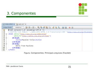 21
3. Componentes
PWII - JavaServer Faces
Figura. Componentes: Principais arquivos (Facelet)
 
