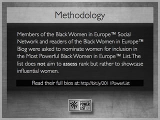 The Black Women in Europe™: Power List 2011 – A List of Our Own©  