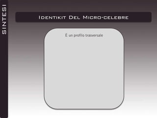SINTESI

Identikit Del Micro-celebre
È un profilo trasversale

 