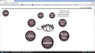 e

n na B
Wa

WannabeU

www.wannabeu.tv

Powered by

LOGIN
BeU TG

Beauty
Contests

Ask the
PROF

Ask the
PEER

e

nna B
a
W

Particolari viso
Benessere corpo
Prodotti consigliati
Consigli di bellezza

Beauty
Tales

LivEvents
MIRCOM

Lucia Rampanti Design

 