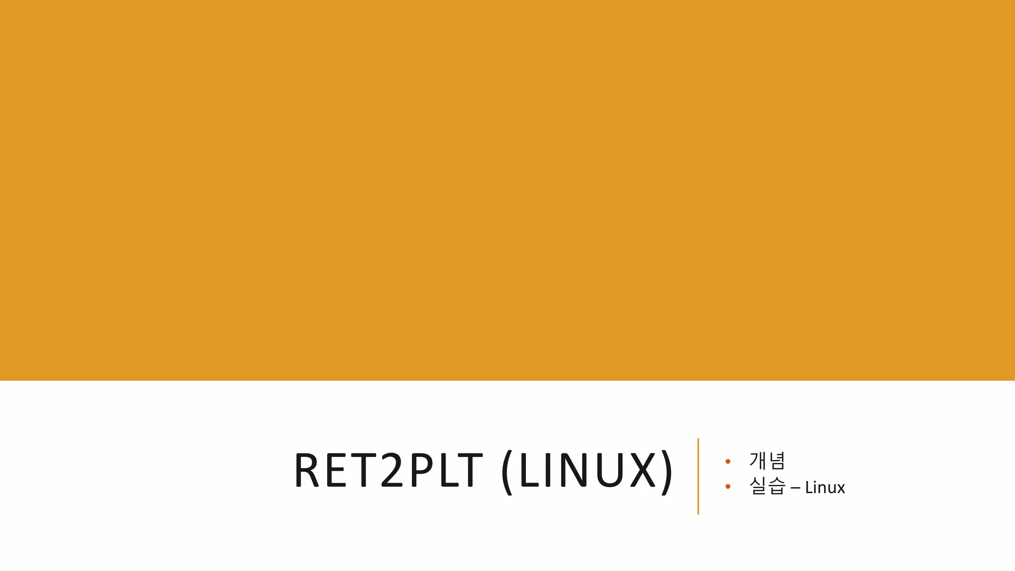 RET2PLT (LINUX) • 개념
• 실습 – Linux
 