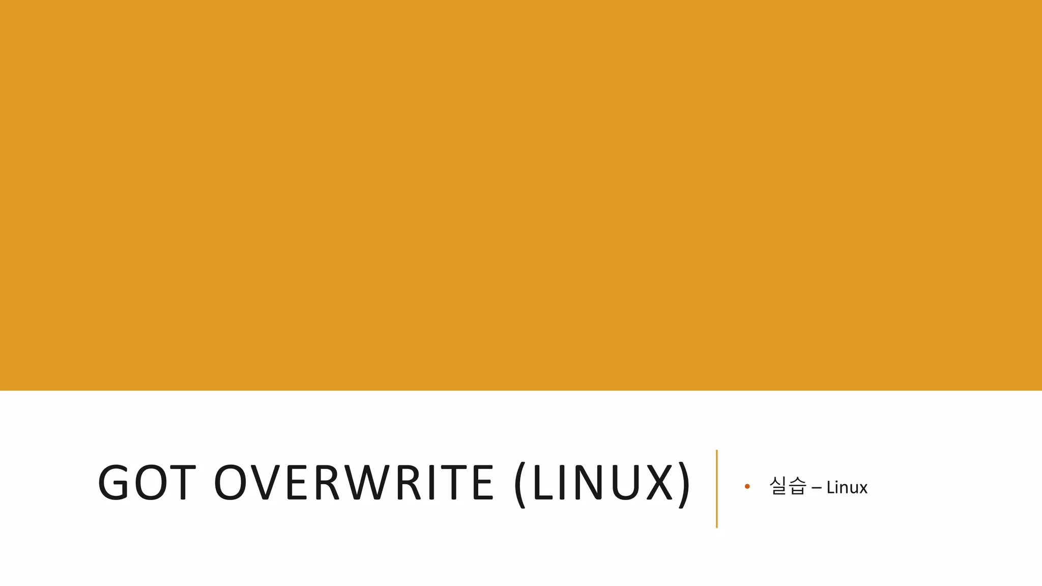 GOT OVERWRITE (LINUX) • 실습 – Linux
 