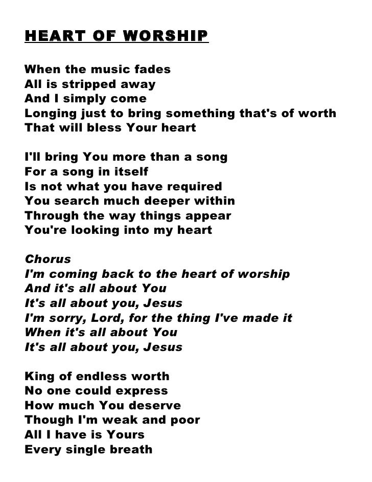 Heart Of Worship Chord Chart
