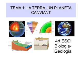 TEMA 1: LA TERRA, UN PLANETA
CANVIANT
4rt ESO
Biologia-
GeologiaN.B.A (2009-2010)
 