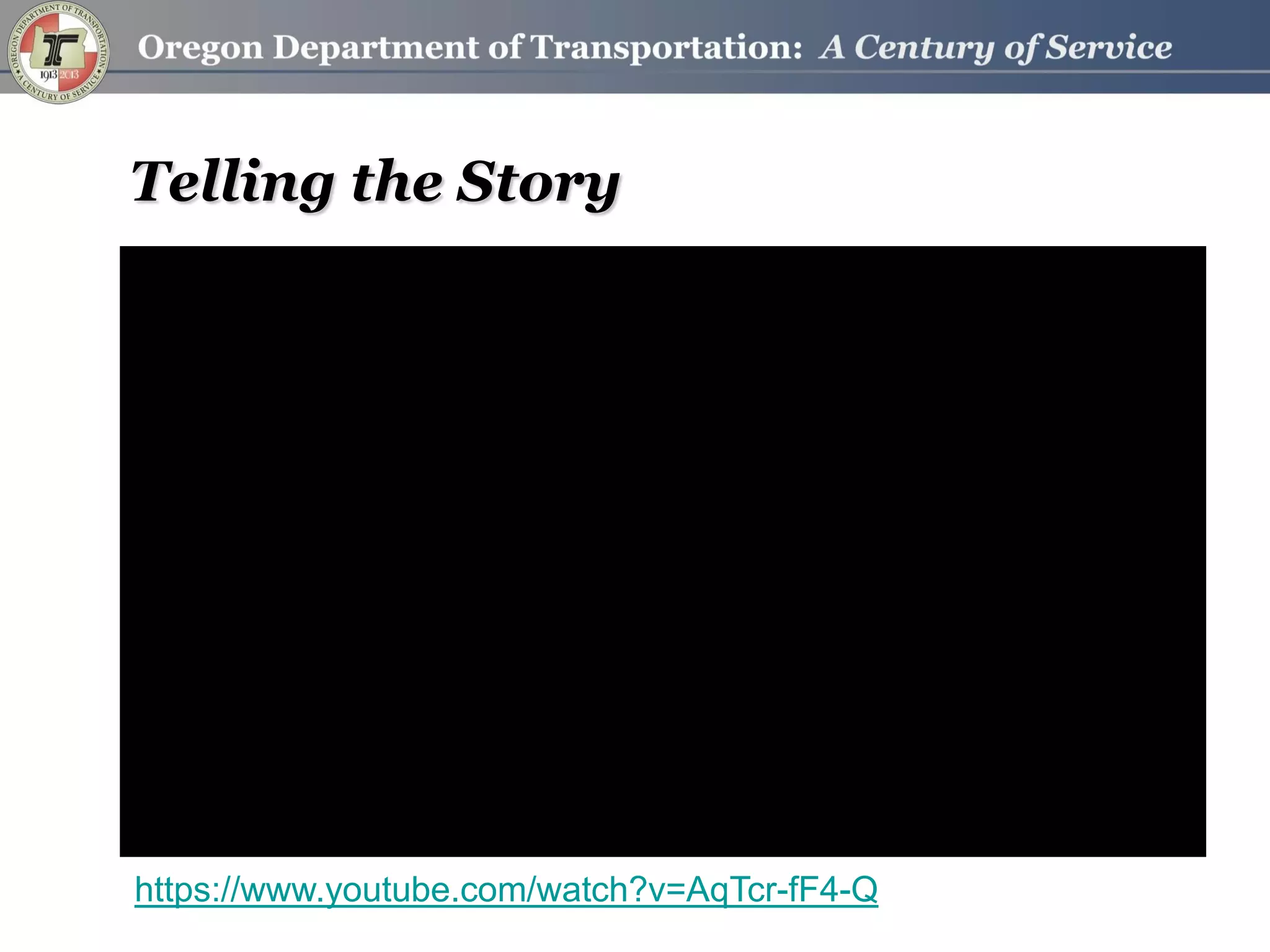 Telling the Story
https://www.youtube.com/watch?v=AqTcr-fF4-Q
https://www.youtube.com/watch?v=AqTcr-fF4-Q