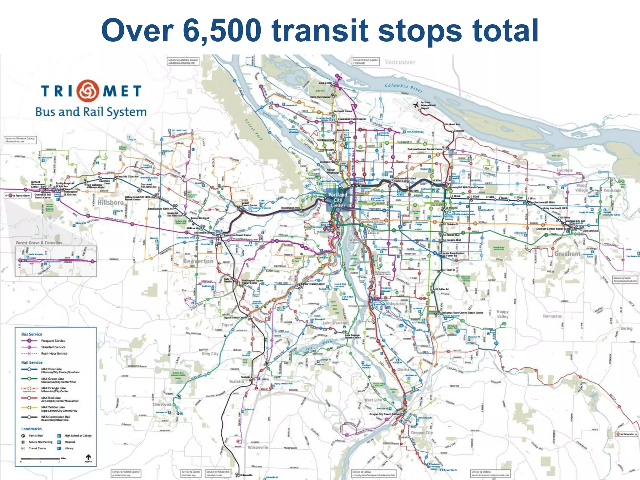 Over 6,500 transit stops total  
