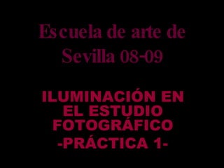 Escuela de arte de Sevilla 08-09 ILUMINACIÓN EN EL ESTUDIO FOTOGRÁFICO -PRÁCTICA 1- 