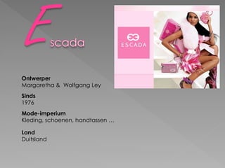 Ontwerper
Margaretha & Wolfgang Ley
Sinds
1976
Mode-imperium
Kleding, schoenen, handtassen …
Land
Duitsland
 