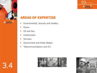 AREAS OF EXPERTISE
Environmental, Security and Healthy.
Power.
Oil and Gas.
Construction.
Services.
Government and Public Bodies.
Telecommunications and ICT.
 