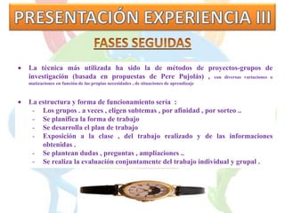 NEE: programa integración (etnia gitana), programa compensatoria, problemas comportamientoPROFESIONALESIMPLICADOSTUTORA: Nadia AguiarBaixaulli