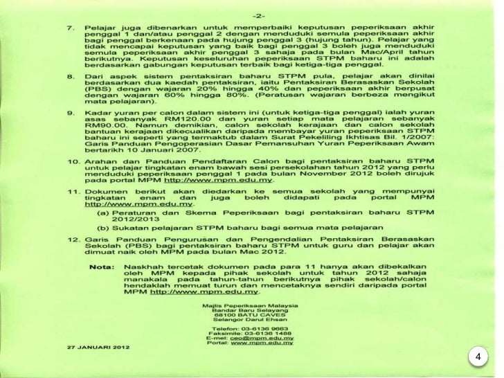 Taklimat Sistem Pentaksiran Stpm Baharu