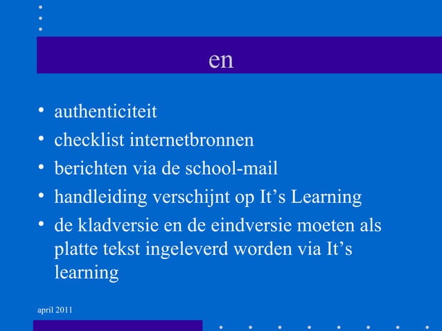 Pws voorlichting havo_vwo_29april_2011 | PPT | Free Download