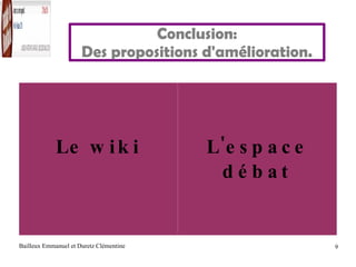 Conclusion: Des propositions d'amélioration. 