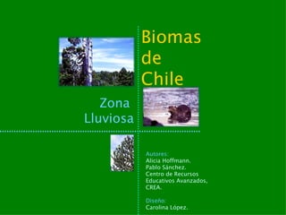 Biomas  de  Chile Zona  Lluviosa Autores: Alicia Hoffmann. Pablo Sánchez. Centro de Recursos  Educativos Avanzados,  CREA. Diseño: Carolina López. 
