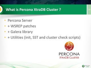 14Understanding Galera
38
The cluster can be
seen as a meeting !
 