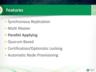 What is Percona XtraDB Cluster ?
Minimal efforts
to migrate
29
 