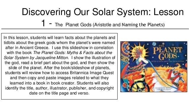 Lesson 1 Discovering Our Solar System Aristotle Planet Names