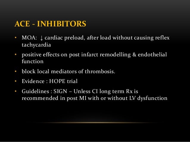 Drugs for prophylaxis of Myocardial Infarction