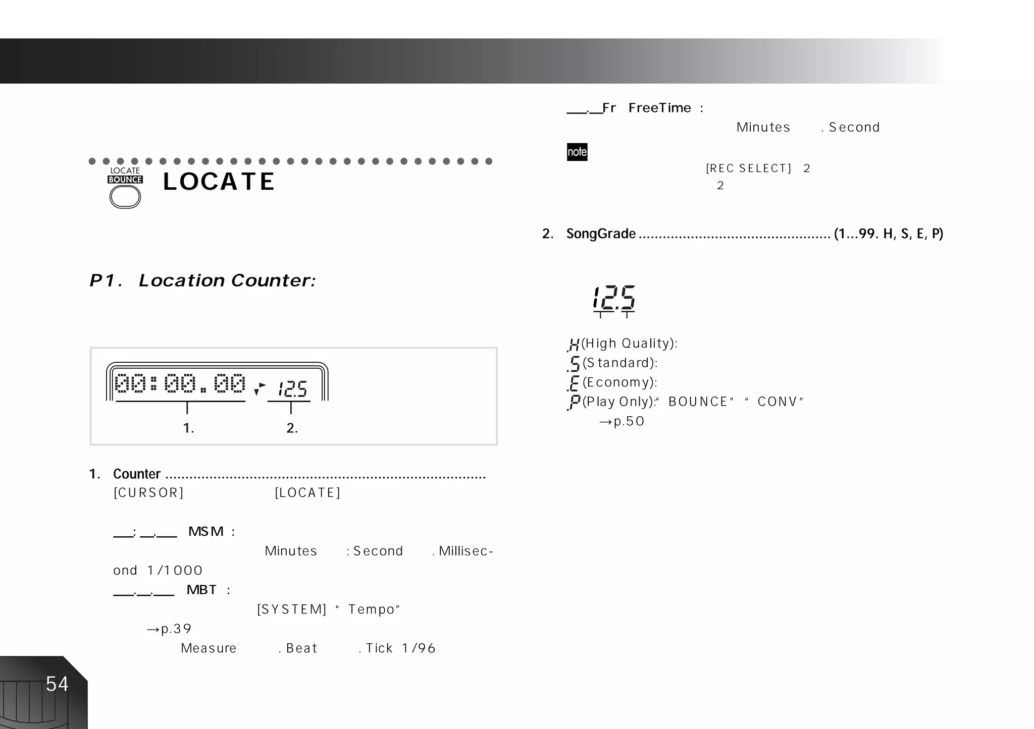 ○ ○ ○ ○ ○ ○ ○ ○ ○ ○ ○ ○ ○ ○ ○ ○ ○ ○ ○ ○ ○ ○ ○ ○ ○ ○ ○ ○ ○




                                                                                                   2. SongGrade ................................................ (1...99. H, S, E, P)




                          1.                      2.


     1. Counter ................................................................................




54
 