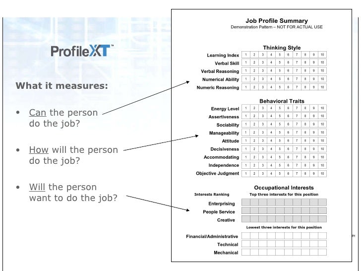 Profile XTSales Employee Assessment