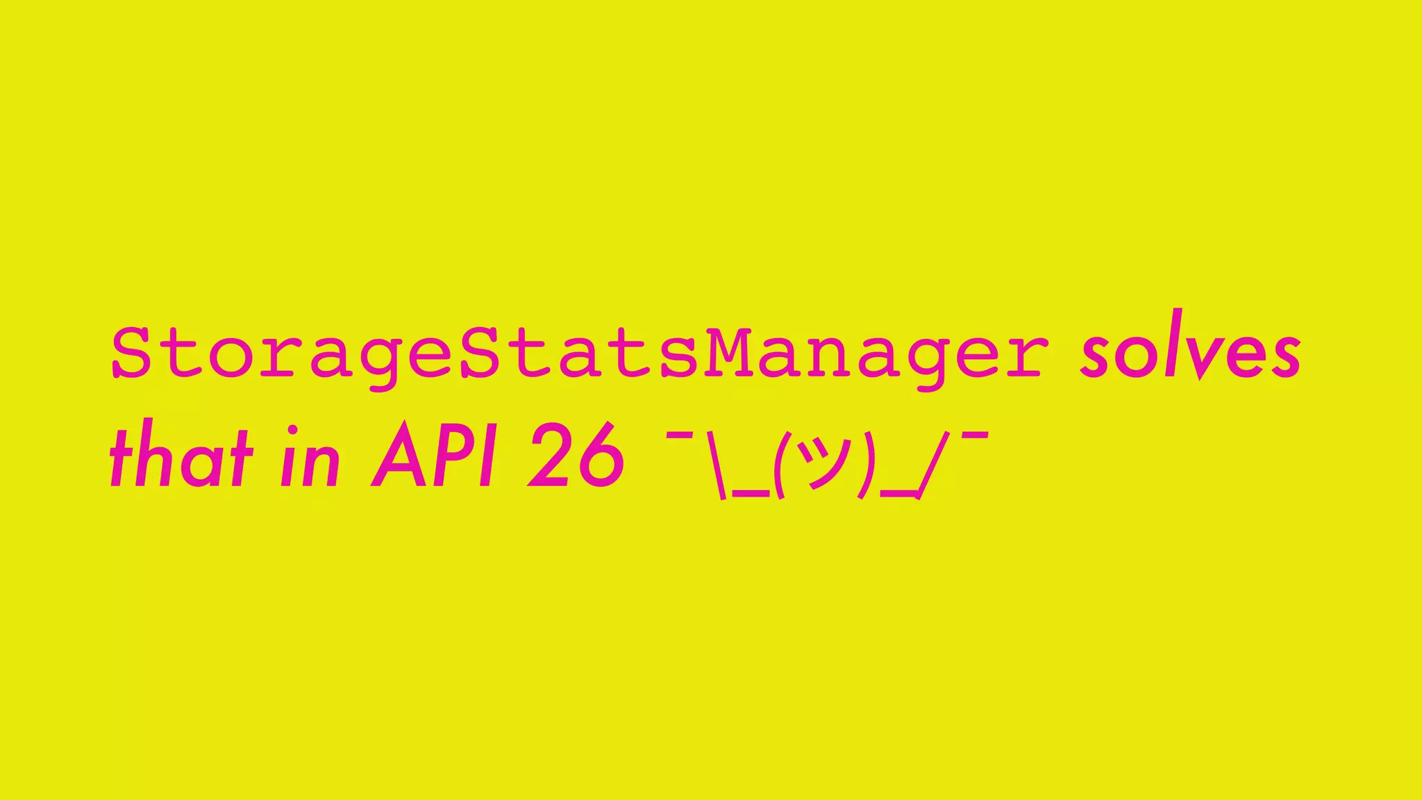 StorageStatsManager solves
that in API 26 ¯_( )_/¯
 