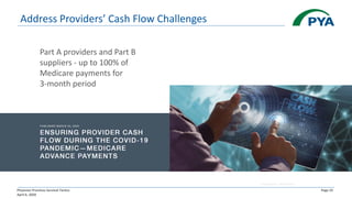 Physician Practices Survival Tactics
April 6, 2020
Page 23
Address Providers’ Cash Flow Challenges
Part A providers and Part B
suppliers - up to 100% of
Medicare payments for
3-month period
Image source: Shutterstock
 