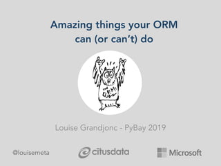 @louisemeta
Amazing things your ORM
can (or can’t) do
Louise Grandjonc - PyBay 2019
 