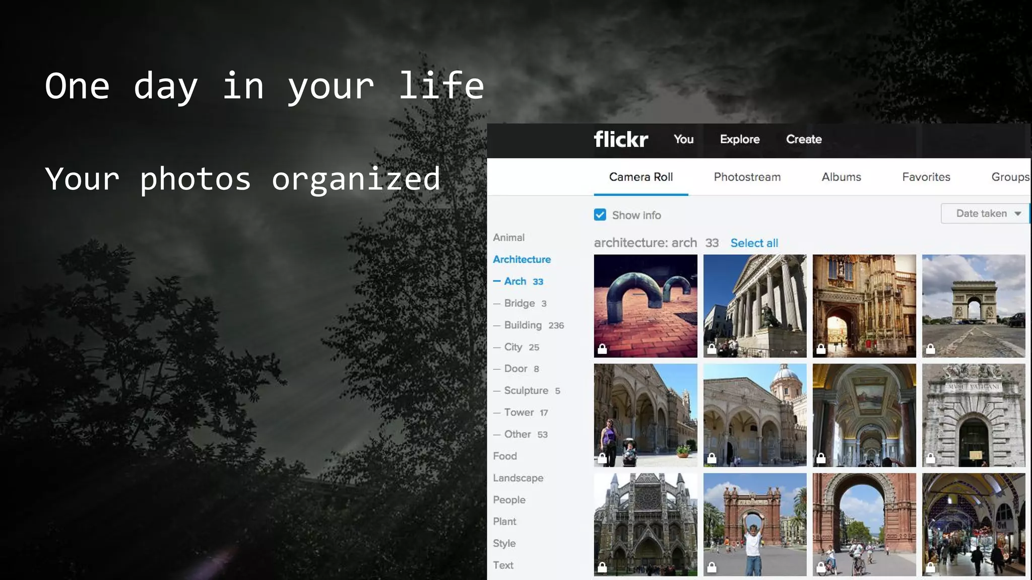 One day in your life
Your photos organized
 