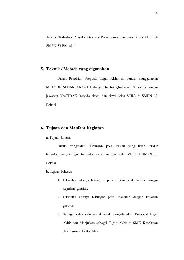 Proposal Tugas Akhir Hubungan Pola Makan Yang Tidak 