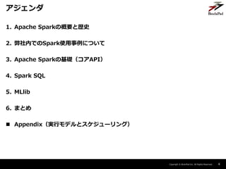 Copyright ? BrainPad Inc. All Rights Reserved.
1. Apache SparkθҪȚsʷ
2. ڤǤSparkʹˤĤ
3. Apache SparkλAAPI
4. Spark SQL
5. MLlib
6. ޤȤ
? AppendixgХǥȥ`󥰣
4

 
