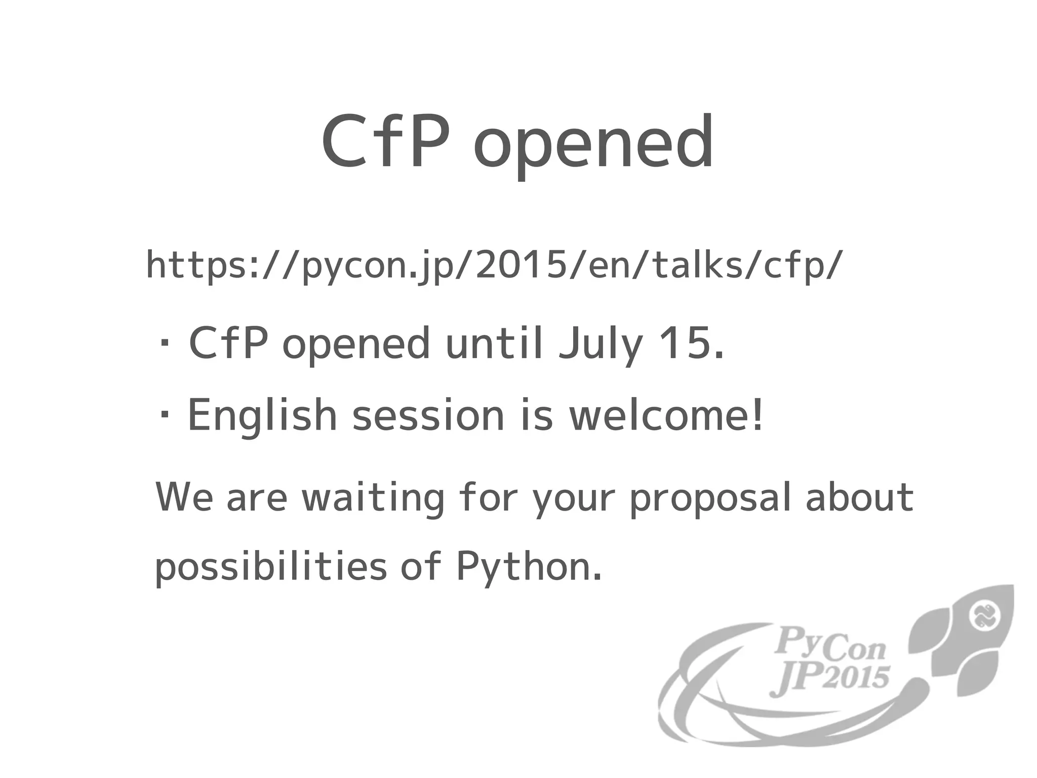 Introduction of PyCon JP 2015 at PyCon APAC/Taiwan 2015