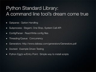 Pycon 2008: Python Command-line Tools *Nix | PPT | Free Download