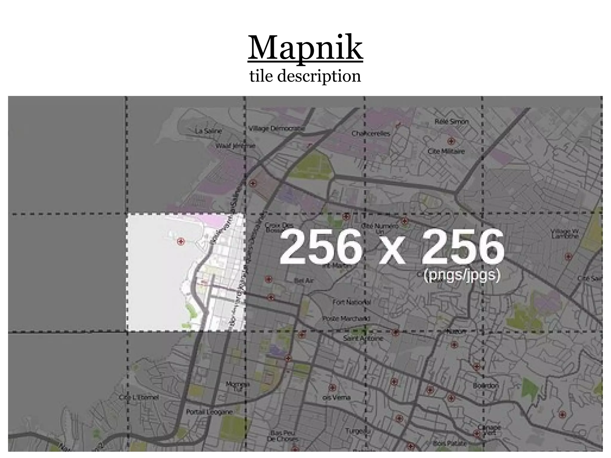 Mapnik
tile description
 
