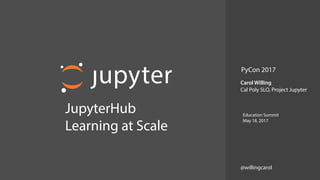  
JupyterHub
Learning at Scale
Carol Willing
Cal Poly SLO, Project Jupyter
Education Summit
May 18, 2017
PyCon 2017
@willingcarol
 