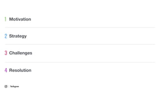 1 Motivation
2 Strategy
3 Challenges
4 Resolution
 