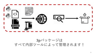 42
3pパッケージは
すべて内部ツールによって管理されます！
 