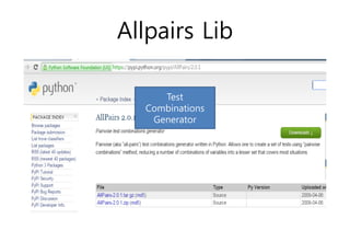 Allpairs Lib
Test
Combinations
Generator
 