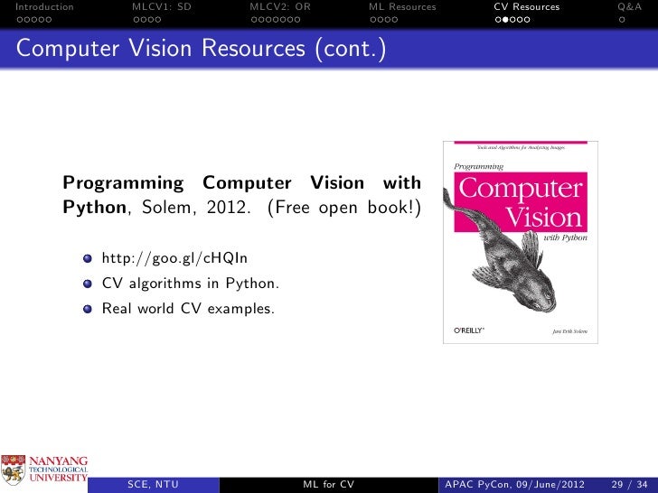 Apa Pycon 2012 Machine Learning For Computer Vision