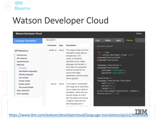 IBM
Bluemix
Watson	Developer	Cloud
https://www.ibm.com/watson/developercloud/language-translation/api/v2/#translate
 