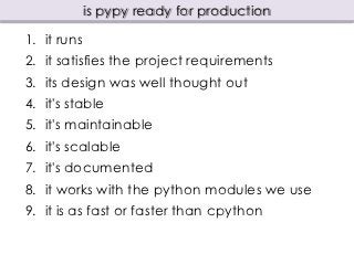PyPy - is it ready for production | PPT