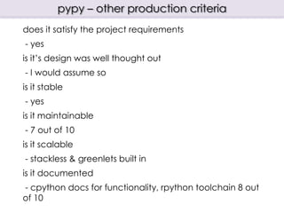 PyPy - is it ready for production | PPT