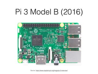 Pi 3 Model B (2016)
Source: https://www.raspberrypi.org/magpi/pi-3-interview/
 