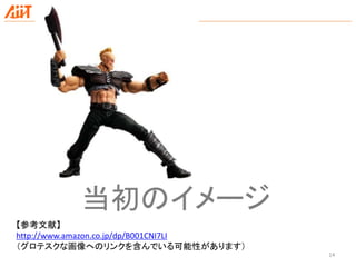 14
【参考文献】
http://www.amazon.co.jp/dp/B001CNI7LI
（グロテスクな画像へのリンクを含んでいる可能性があります）
当初のイメージ
 