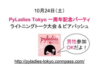 11月27日（金）～29日（日）
PyLadies Tokyo秋合宿2015
http://pyladies-tokyo.connpass.com/
 