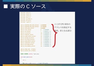 ■ 実際の C ソース
ここが CPU 固有の
アドレスを指定する
箇所。肝となる部分
 